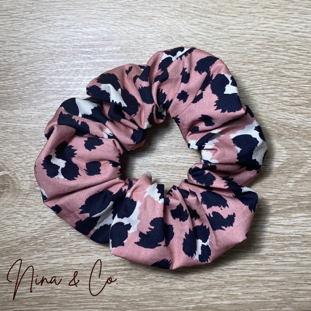 Pink Leopard Scrunchie